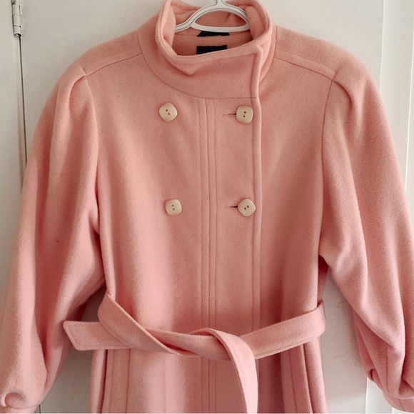 Vintage bubblegum pink 1980s electré Paris wool car coat size 5/6 (small) - Picture 9 of 11